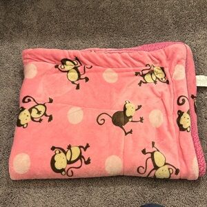 Pink Blanket with Monkey Print